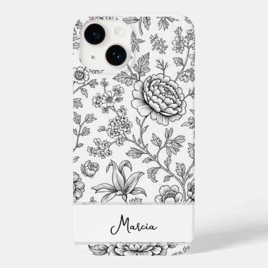 Elegant Tasteful Personalized Floral Drawing Case-Mate iPhone Case (Achterkant)