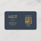 Elegant Tattoo Artiest Modern Monogram Blauw Visitekaartje (Achterkant)