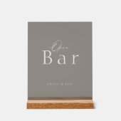 Elegant Taupe Acrylic Open Bar Wedding Sign Acryl Bord (Voorkant)