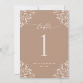 Elegant Taupe Beige 5x7 Wedding Table Numbers Kaart (Voorkant)