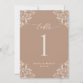 Elegant Taupe Beige 5x7 Wedding Table Numbers Kaart (Achterkant)