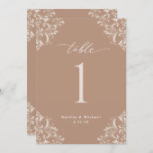 Elegant Taupe Beige 5x7 Wedding Table Numbers Kaart (Voorkant / Achterkant)
