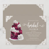 Elegant Taupe Beige Cake & Lace Vrijgezellenfeest Kaart (Voorkant / Achterkant)