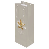 Elegant Taupe Beige Faux Gold Star Merry kerst Wijn Cadeautas (Achterkant Gekanteld)