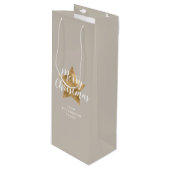 Elegant Taupe Beige Faux Gold Star Merry kerst Wijn Cadeautas (Voorkant Gekanteld)