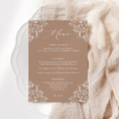 Elegant Taupe Beige Tan Classic Wedding Menu