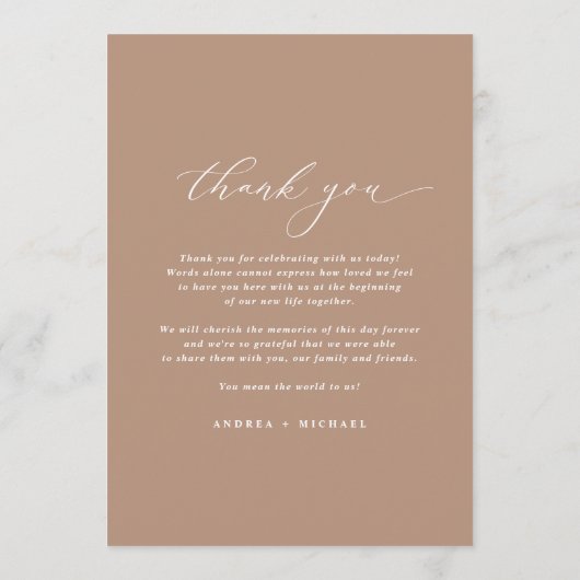 Elegant Taupe Beige Tan Classic Wedding Menu (Achterkant)