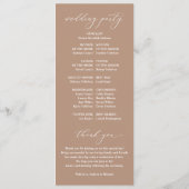 Elegant Taupe Beige Vintage Huwelijksprogramma Programmakaart (Achterkant)