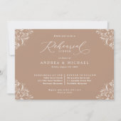Elegant Taupe Beige Wedding Rehearsal Dinner Kaart (Voorkant)