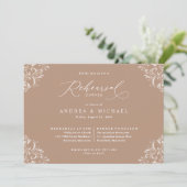 Elegant Taupe Beige Wedding Rehearsal Dinner Kaart (Staand voorkant)