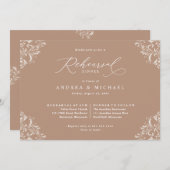 Elegant Taupe Beige Wedding Rehearsal Dinner Kaart (Voorkant / Achterkant)