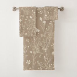 Elegant Taupe Brown Botanicals Bad Handdoek