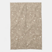 Elegant Taupe Brown Botanicals Kitchen Towel Theedoek (Verticaal)
