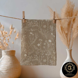 Elegant Taupe Brown Botanicals Kitchen Towel Theedoek