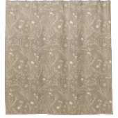 Elegant Taupe Brown Floral Douchegordijn (Voorkant)