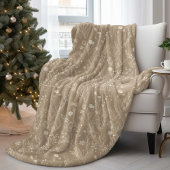 Elegant Taupe Brown Floral Fleece Deken