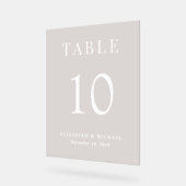 Elegant Taupe Bruiloft Receptie Tafelnummer Acryl Bord (Hoek)