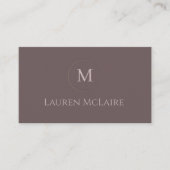 Elegant Taupe Cirkel Monogram Visitekaartje (Voorkant)