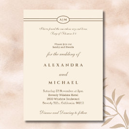 Elegant Taupe Cream Bible Verse Christian Wedding  Kaart