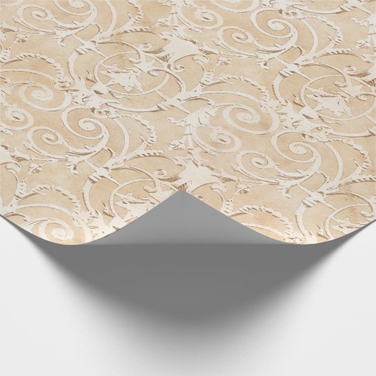 Elegant Taupe Damask Cadeaupapier (Hoek)