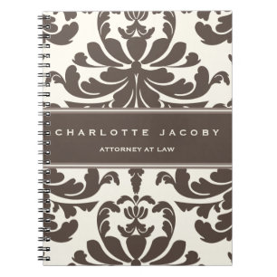 Elegant Taupe Damask-laptop Notitieboek