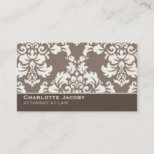 Elegant Taupe Damask Professional Visitekaartje