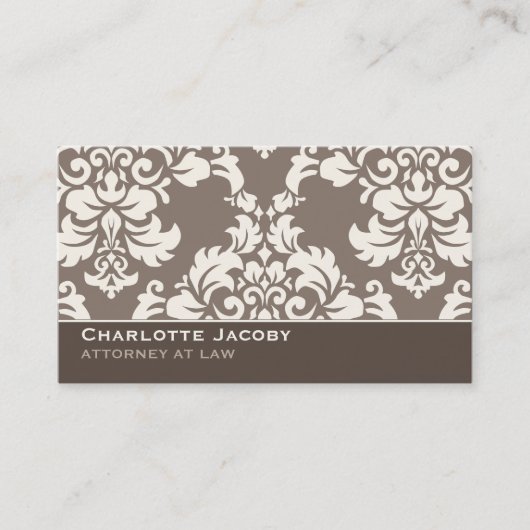 Elegant Taupe Damask Professional Visitekaartje (Voorkant)