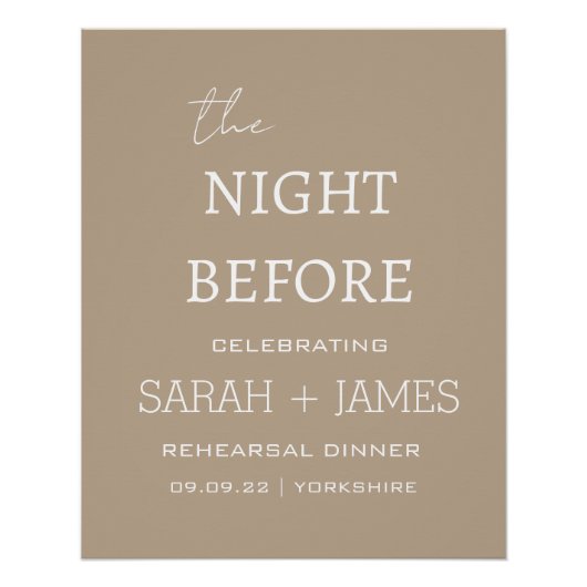 Elegant taupe de avond voor repetitie diner perfect poster (Voorkant)