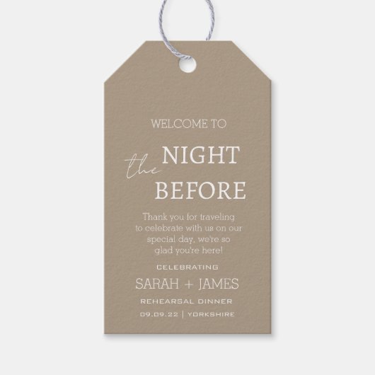 Elegant Taupe de nacht voor bruiloft dank u Cadeaulabel (Voorkant)