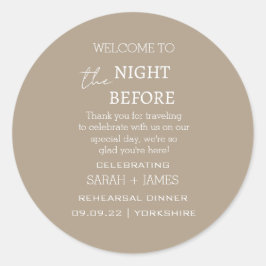 Elegant Taupe de nacht voor bruiloft dank u Ronde Sticker