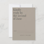Elegant Taupe en Gray minimalist Modern Wedding RSVP Kaartje (Voorkant)