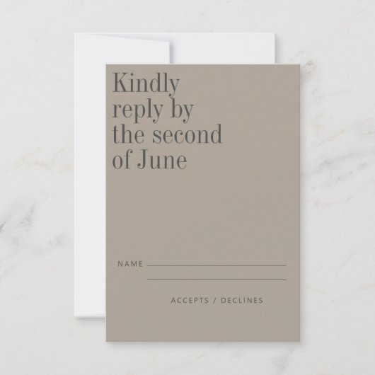 Elegant Taupe en Gray minimalist Modern Wedding RSVP Kaartje (Voorkant)