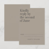 Elegant Taupe en Gray minimalist Modern Wedding RSVP Kaartje (Voorkant / Achterkant)