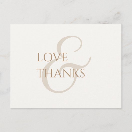 Elegant Taupe en Ivoor Non-Photo Dank u Briefkaart (Voorkant)