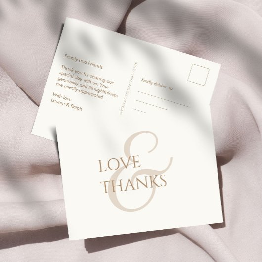 Elegant Taupe en Ivoor Non-Photo Dank u Briefkaart