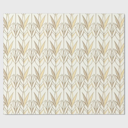 Elegant Taupe en White Foliage Art Deco Style Cadeaupapier (Vlak)