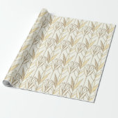Elegant Taupe en White Foliage Art Deco Style Cadeaupapier (Uitgerold)