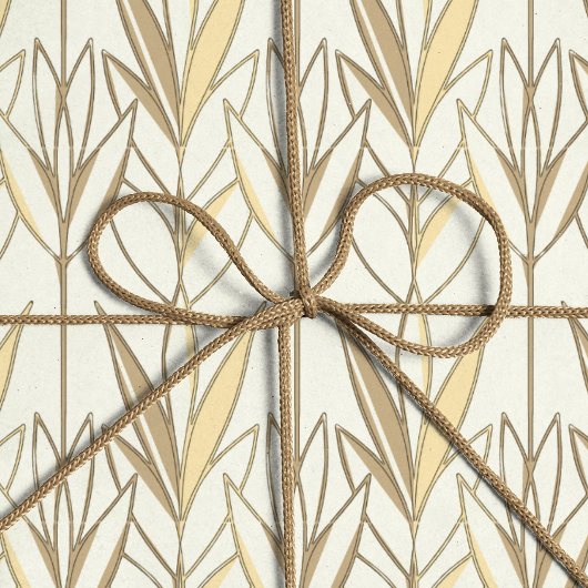 Elegant Taupe en White Foliage Art Deco Style Cadeaupapier