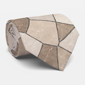Elegant Taupe en Zandsteen Marmeren Geometrisch Stropdas