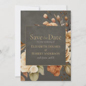 Elegant Taupe Floral Save the Date (Voorkant)