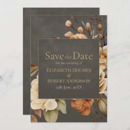 Elegant Taupe Floral Save the Date