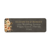 Elegant Taupe Floral Wedding Address Label (Voorkant)