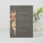 Elegant Taupe Floral Wedding Details Card Kaart (Staand voorkant)