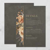 Elegant Taupe Floral Wedding Details Card Kaart (Voorkant / Achterkant)