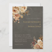 Elegant Taupe Floral Wedding Invitation Kaart (Voorkant)