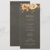 Elegant Taupe Floral Wedding Menu (Voorkant / Achterkant)