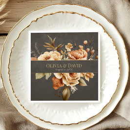 Elegant Taupe Floral Wedding Napkins Servet