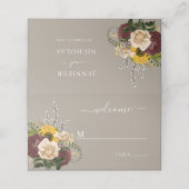 Elegant Taupe Floral Wedding Plaatskaartje (Buitenkant ongevouwen)