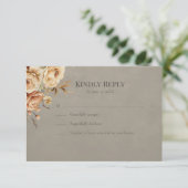 Elegant Taupe Floral Wedding RSVP (Staand voorkant)