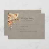 Elegant Taupe Floral Wedding RSVP (Voorkant / Achterkant)